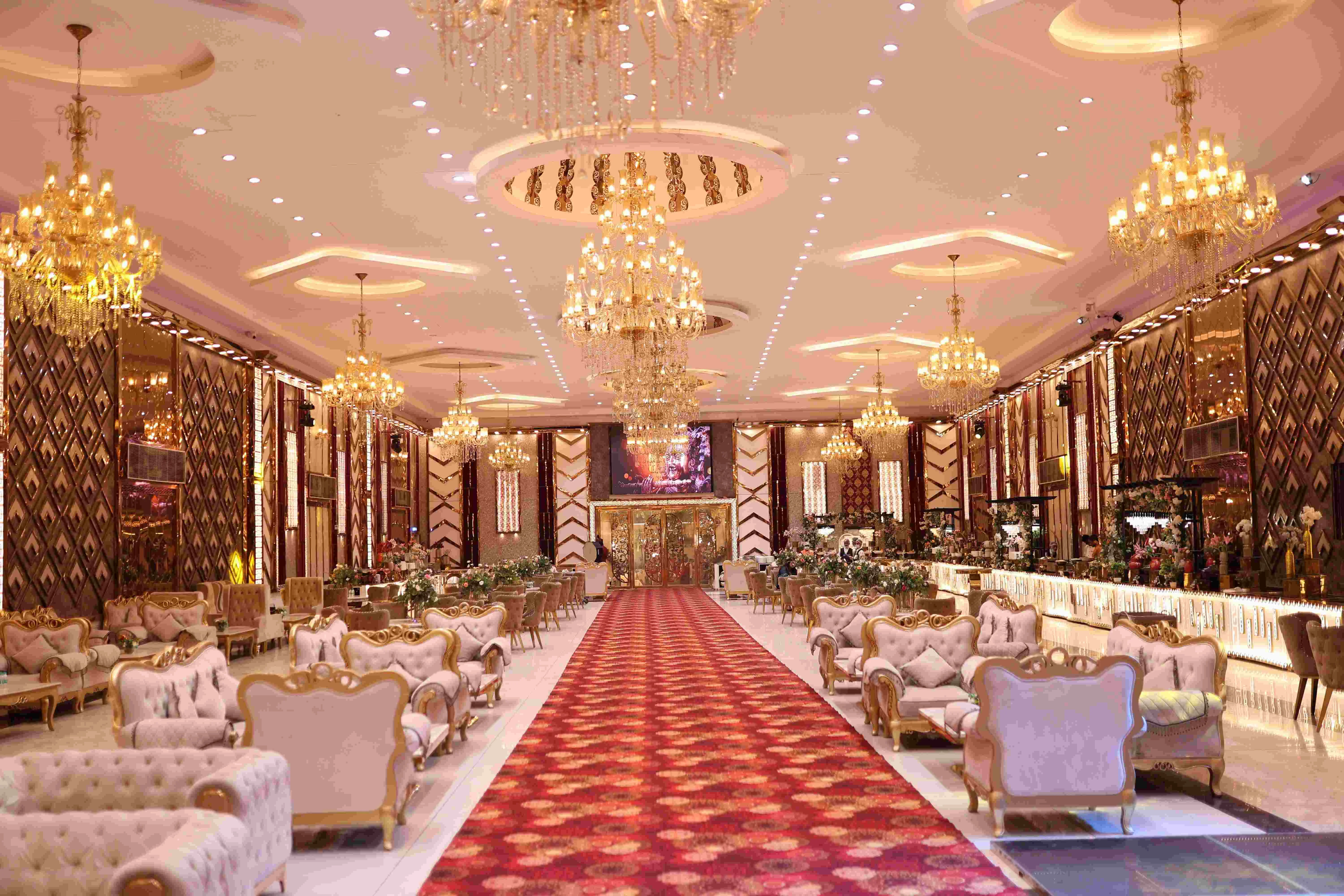 Elegant purple-lit event venue